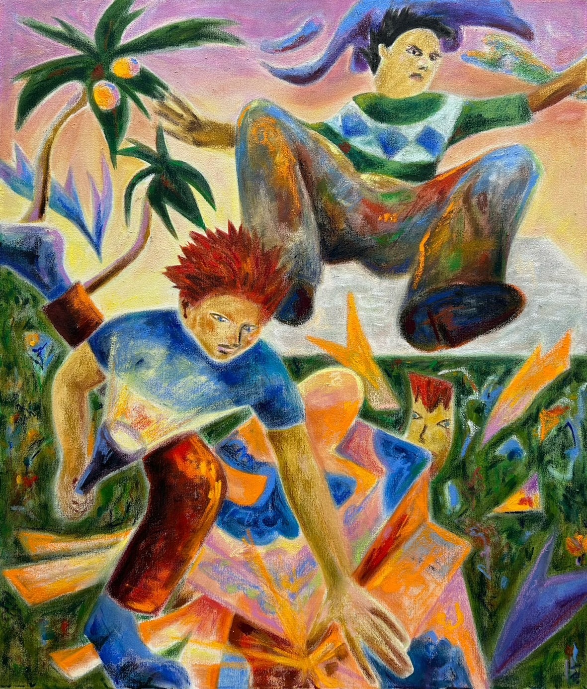 Parkour - Acrylic, Oil Stick, Oil Pastel on Canvas - Chia Min Hsia